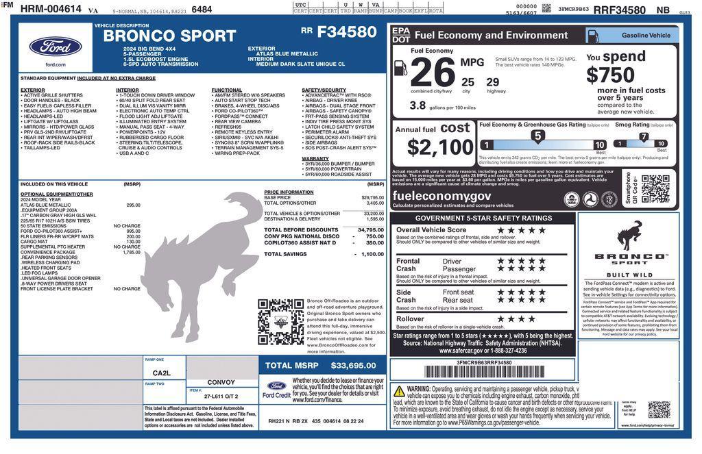 used 2024 Ford Bronco Sport car, priced at $29,923