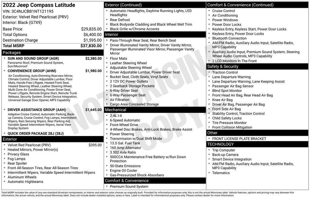 used 2022 Jeep Compass car, priced at $19,428