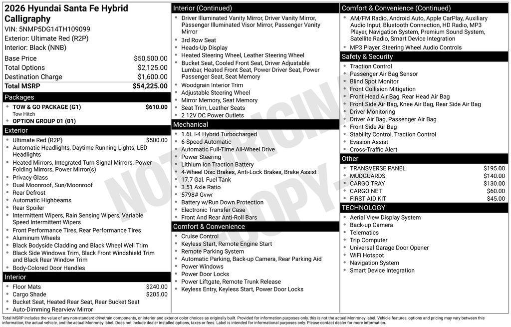 new 2026 Hyundai SANTA FE HEV car, priced at $47,514