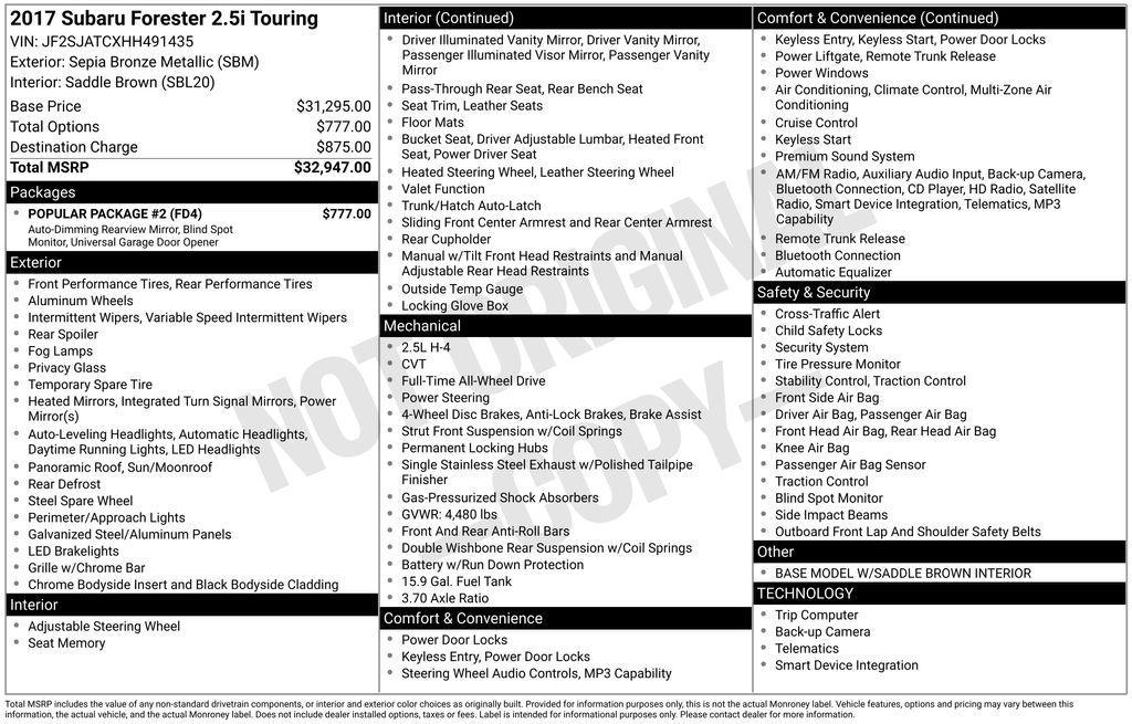 used 2017 Subaru Forester car, priced at $13,401