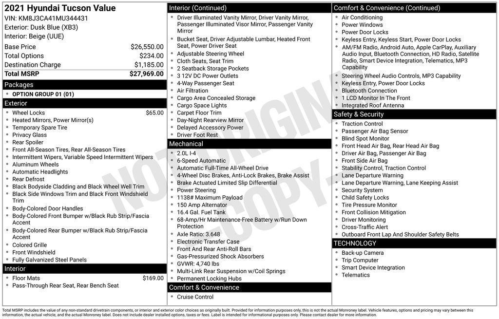 used 2021 Hyundai Tucson car, priced at $16,767