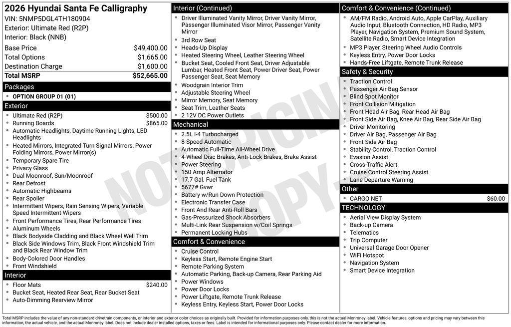 new 2026 Hyundai Santa Fe car, priced at $46,723