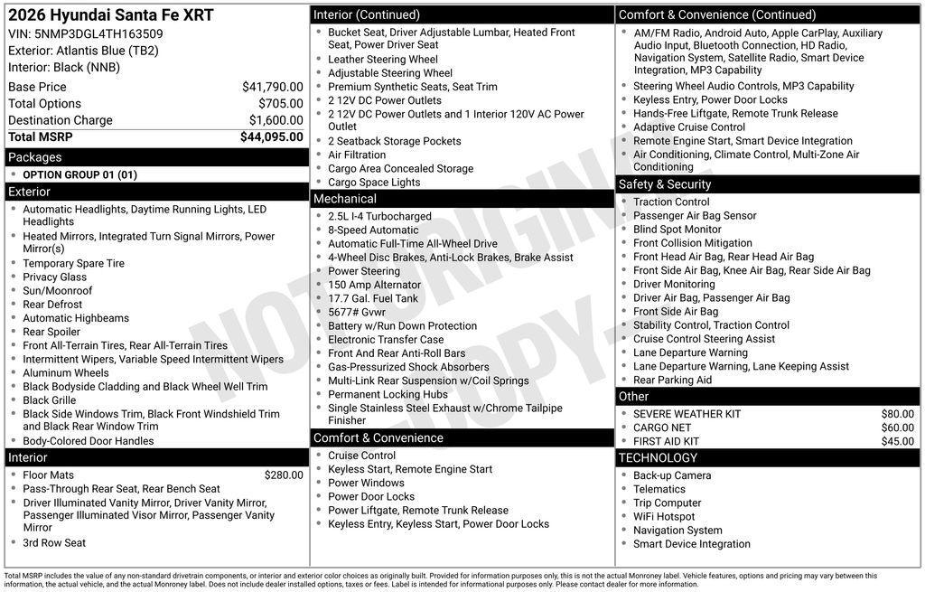 new 2026 Hyundai Santa Fe car, priced at $38,793