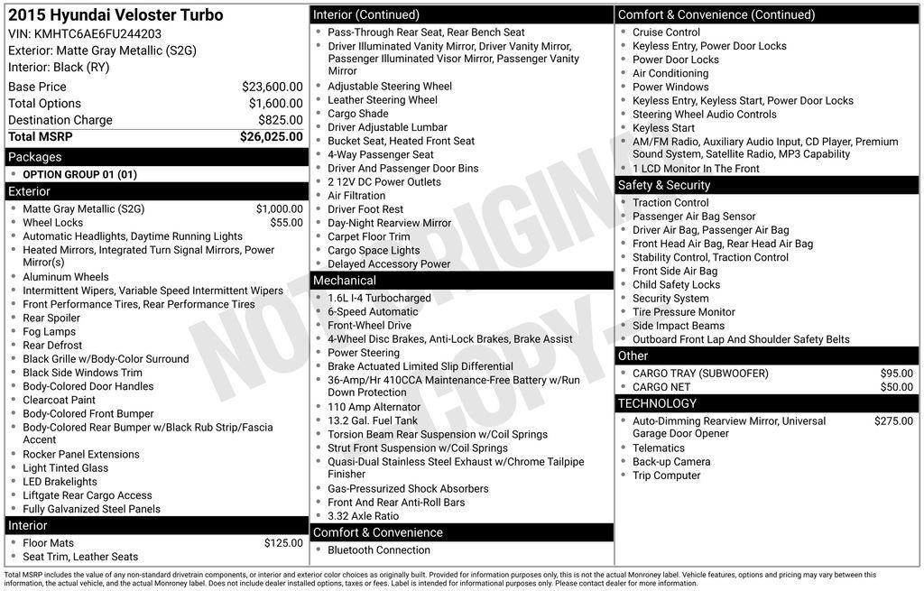 used 2015 Hyundai Veloster car, priced at $8,429