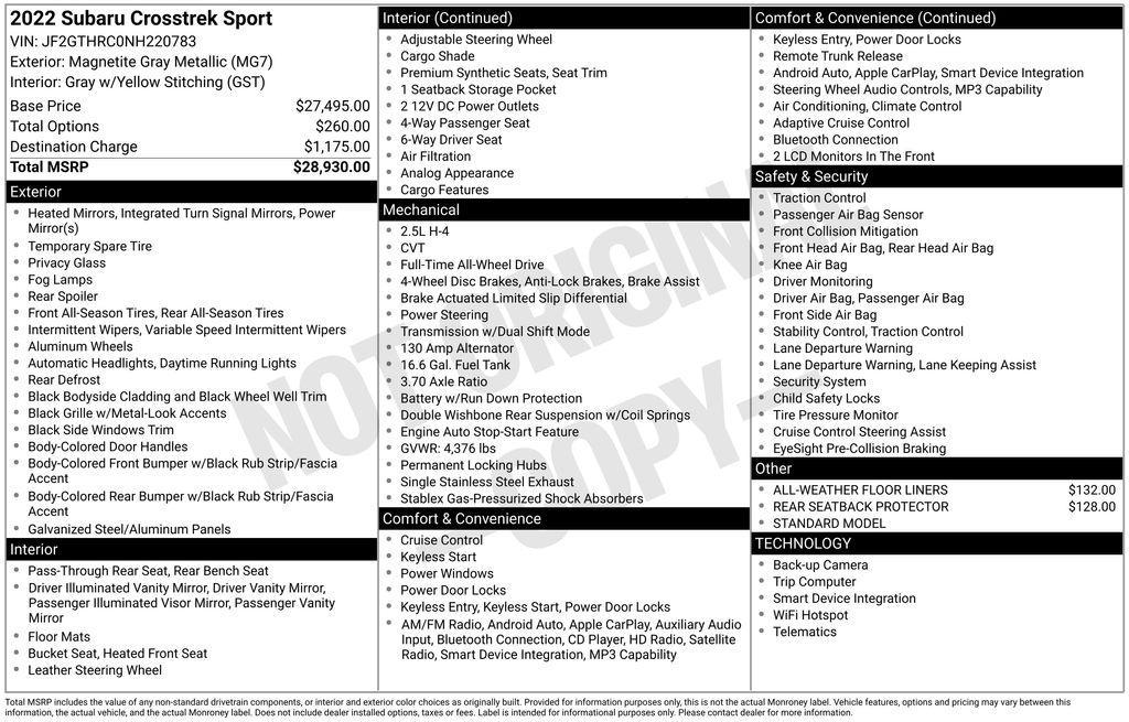 used 2022 Subaru Crosstrek car, priced at $23,759