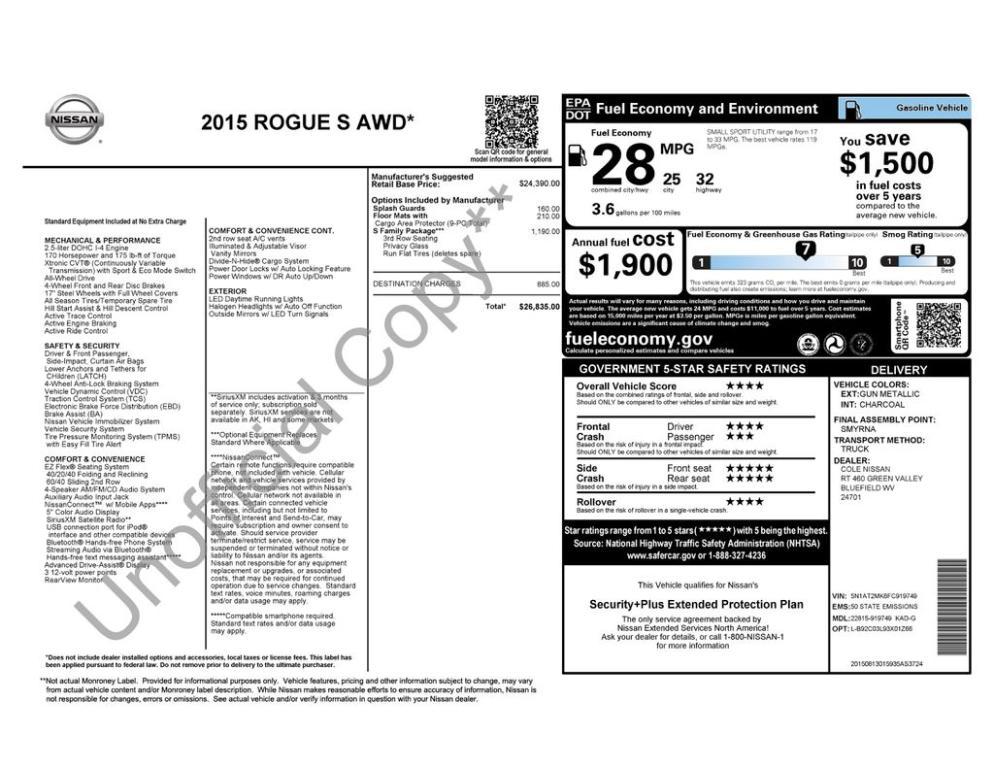 used 2015 Nissan Rogue car, priced at $7,767