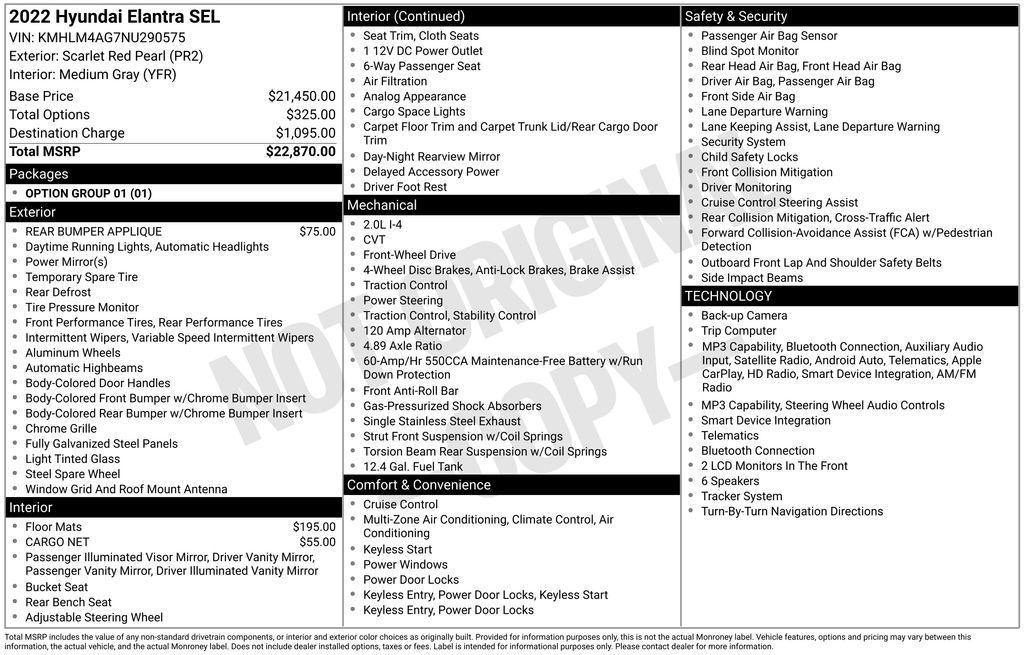used 2022 Hyundai Elantra car, priced at $18,947