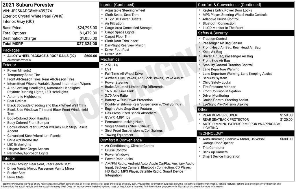 used 2021 Subaru Forester car, priced at $21,805