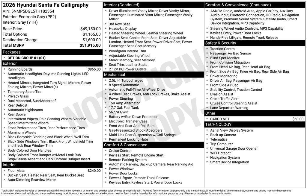 new 2026 Hyundai Santa Fe car, priced at $46,246
