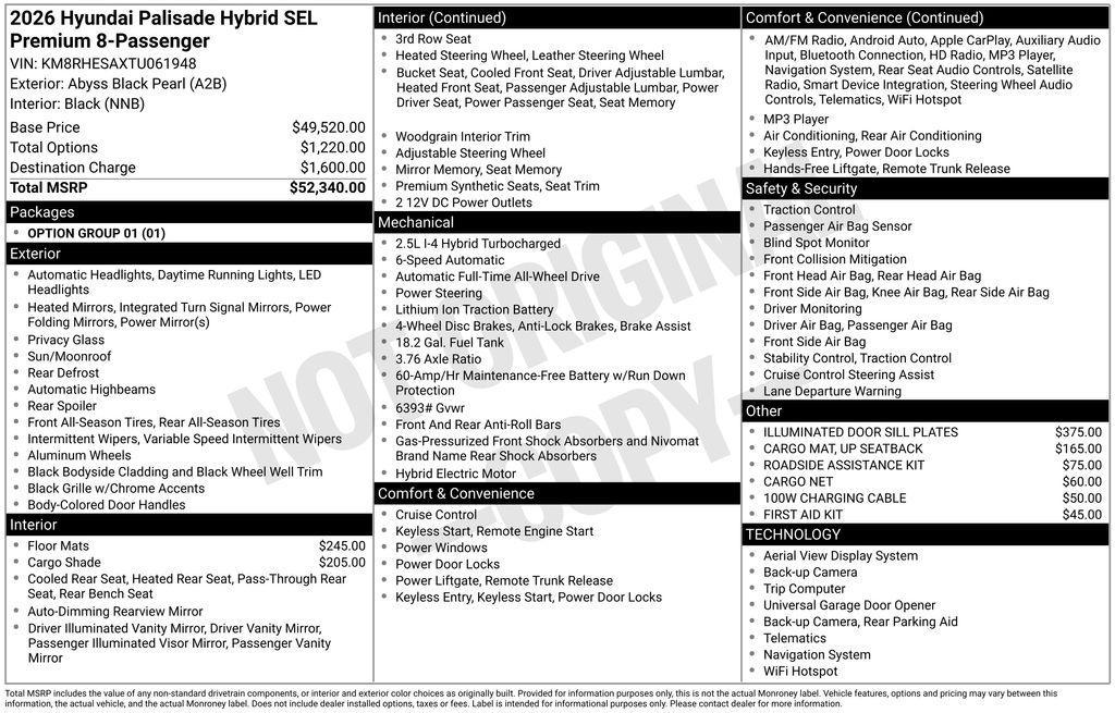 new 2026 Hyundai Palisade Hybrid car, priced at $51,317