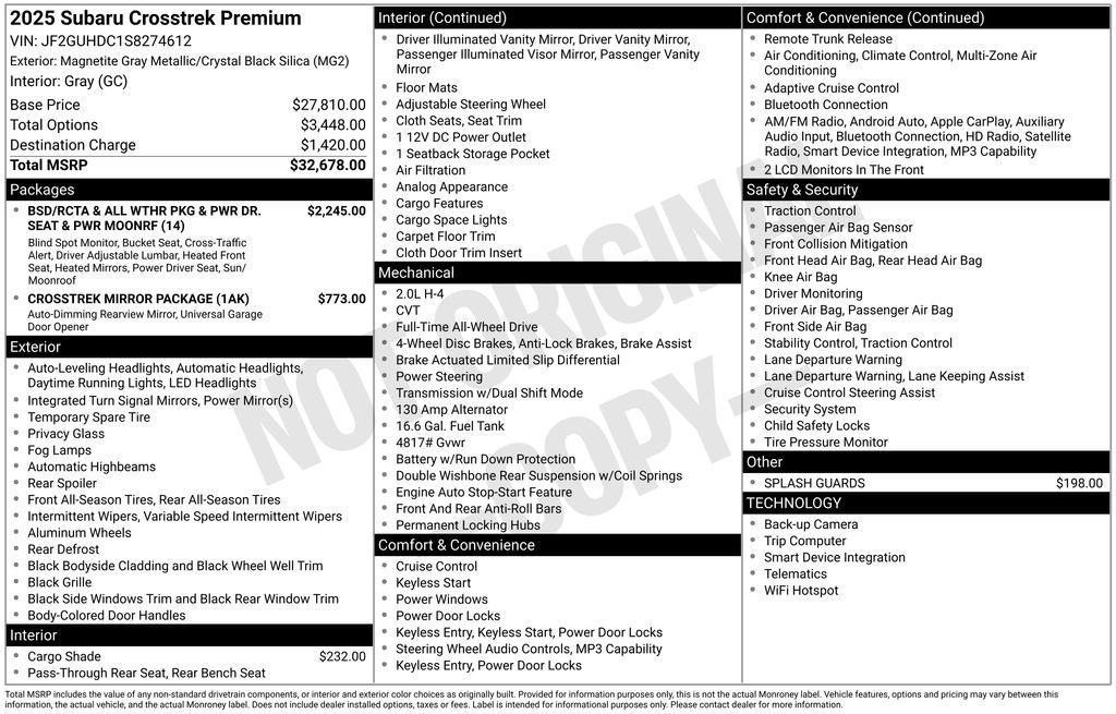 used 2025 Subaru Crosstrek car, priced at $28,921