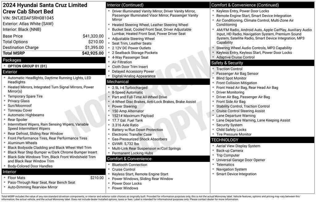 used 2024 Hyundai SANTA CRUZ car, priced at $30,116