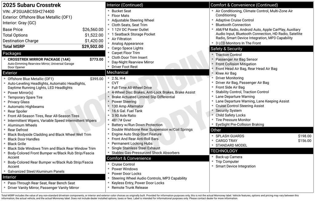 used 2025 Subaru Crosstrek car, priced at $27,768