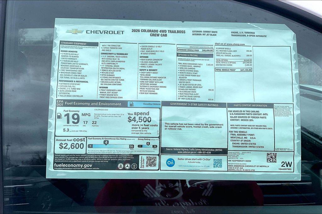 new 2026 Chevrolet Colorado car, priced at $41,450