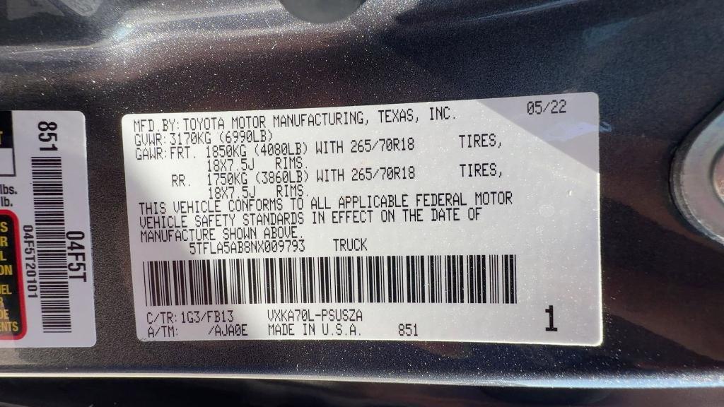 used 2022 Toyota Tundra car, priced at $34,999