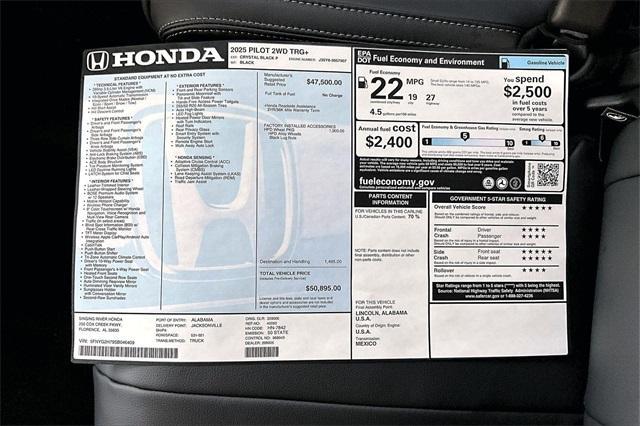 new 2025 Honda Pilot car, priced at $50,895