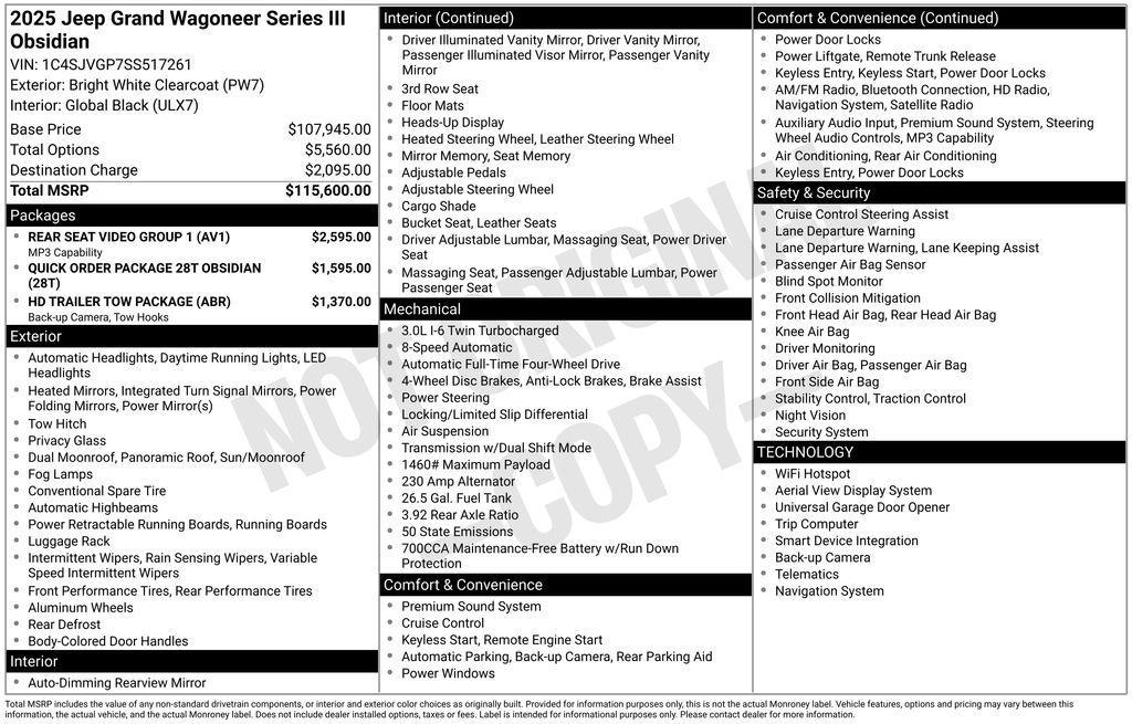 new 2025 Jeep Grand Wagoneer car, priced at $102,884
