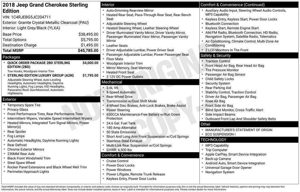 used 2018 Jeep Grand Cherokee car, priced at $18,996