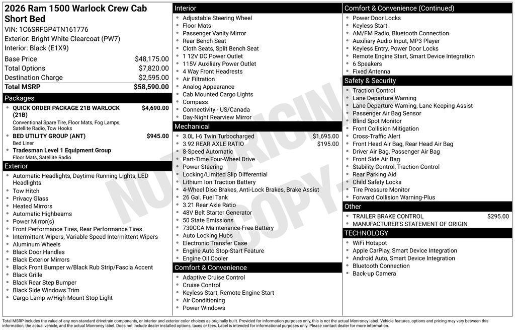 new 2026 Ram 1500 car, priced at $48,747