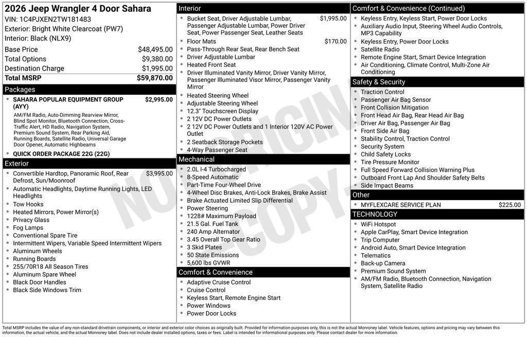 new 2026 Jeep Wrangler car, priced at $51,410