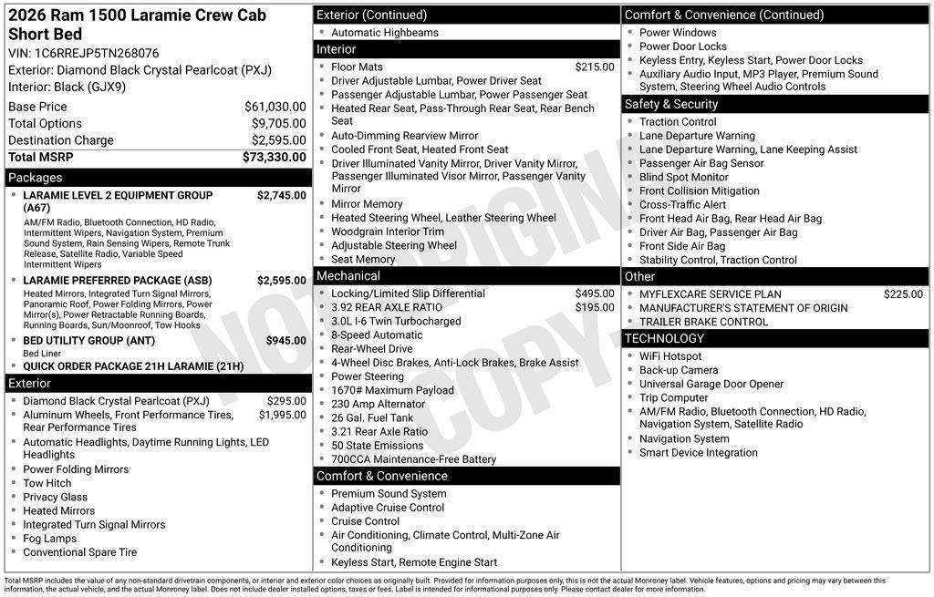new 2026 Ram 1500 car, priced at $62,964