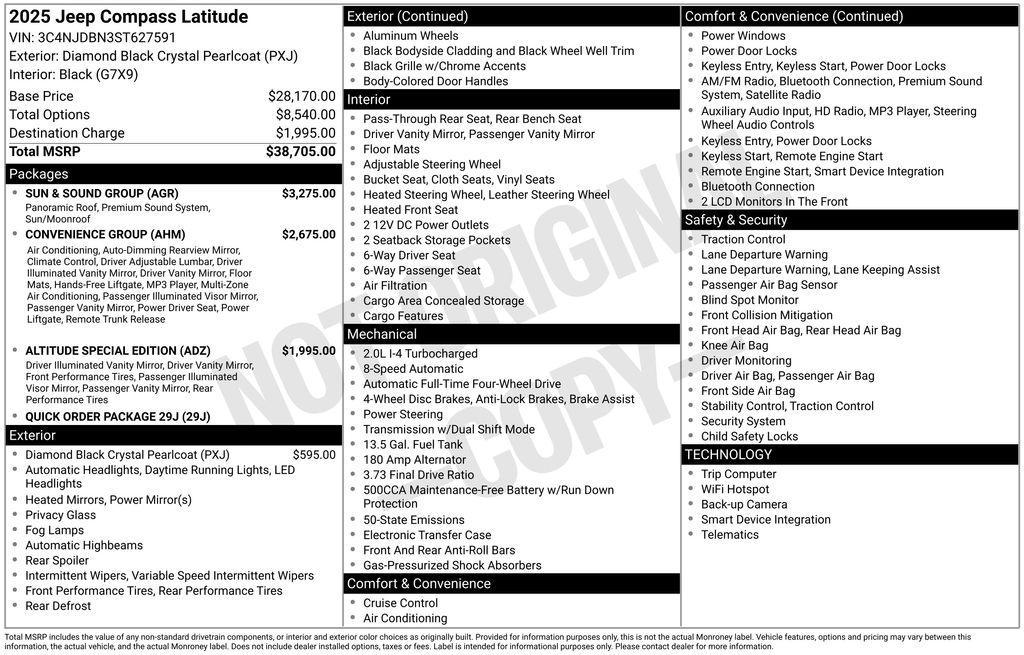 new 2025 Jeep Compass car, priced at $34,835