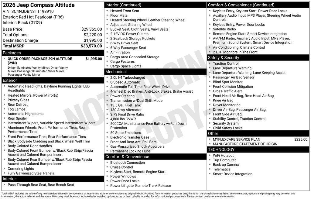 new 2026 Jeep Compass car, priced at $28,339