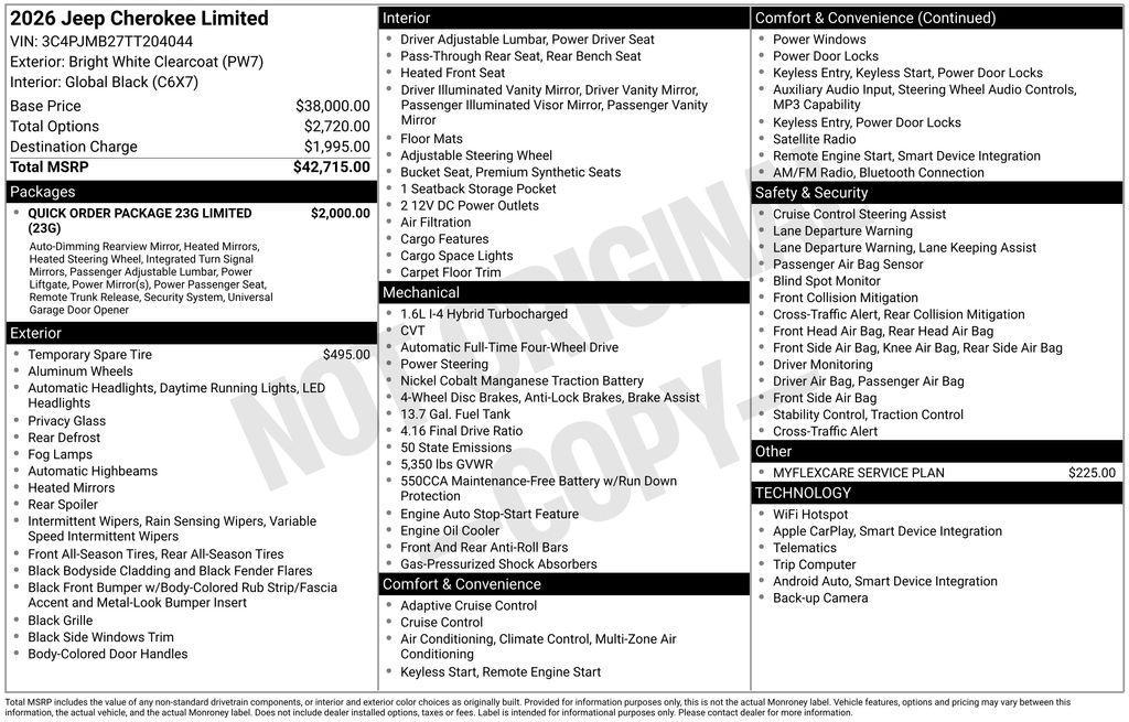 new 2026 Jeep Cherokee car, priced at $42,715