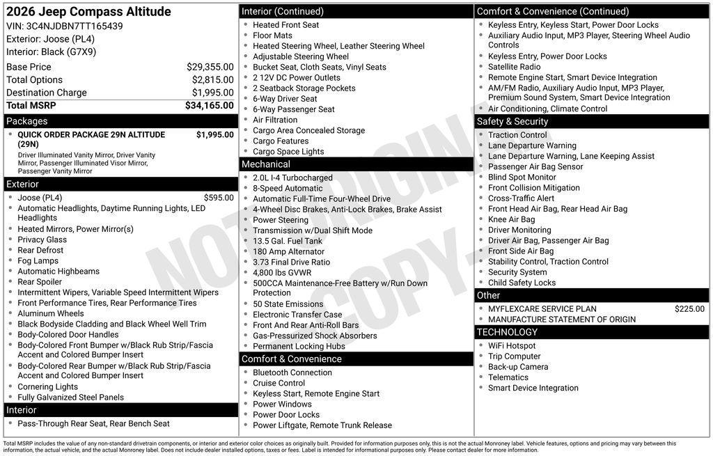 new 2026 Jeep Compass car, priced at $28,069