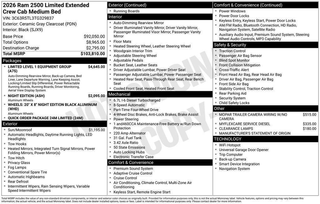new 2026 Ram 2500 car, priced at $93,031