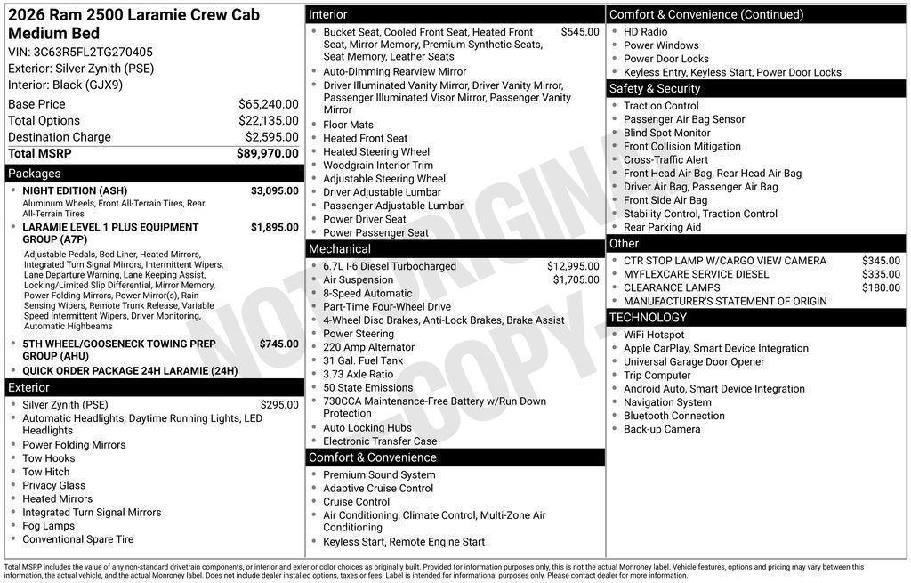 new 2026 Ram 2500 car, priced at $78,003