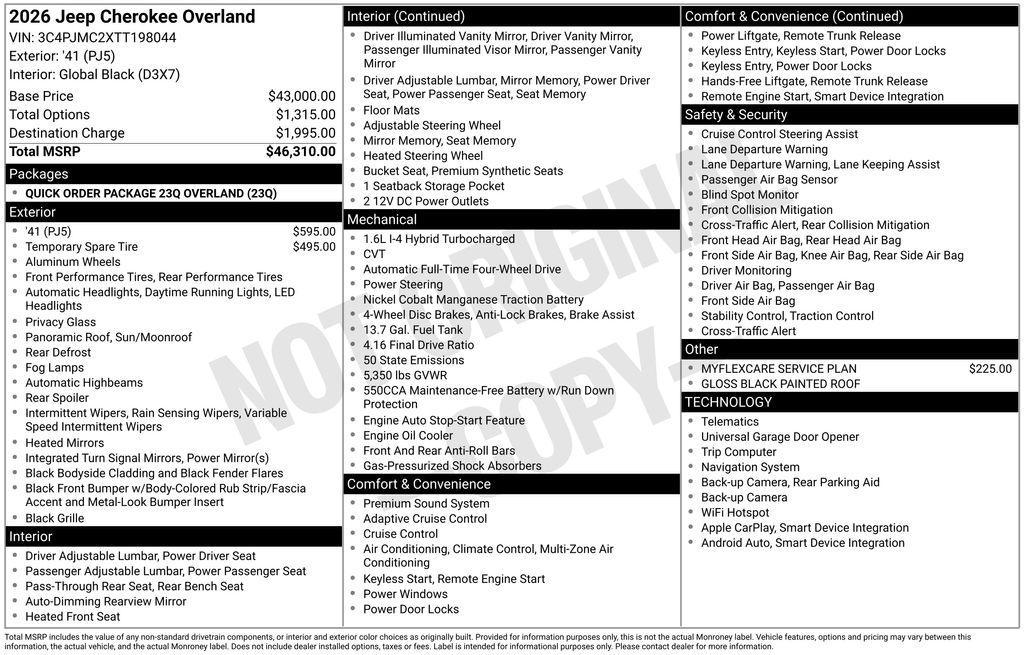 new 2026 Jeep Cherokee car, priced at $42,068