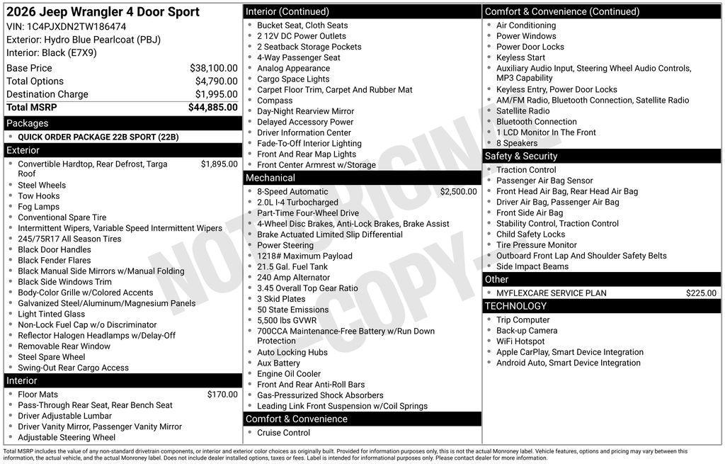 new 2026 Jeep Wrangler car, priced at $40,397