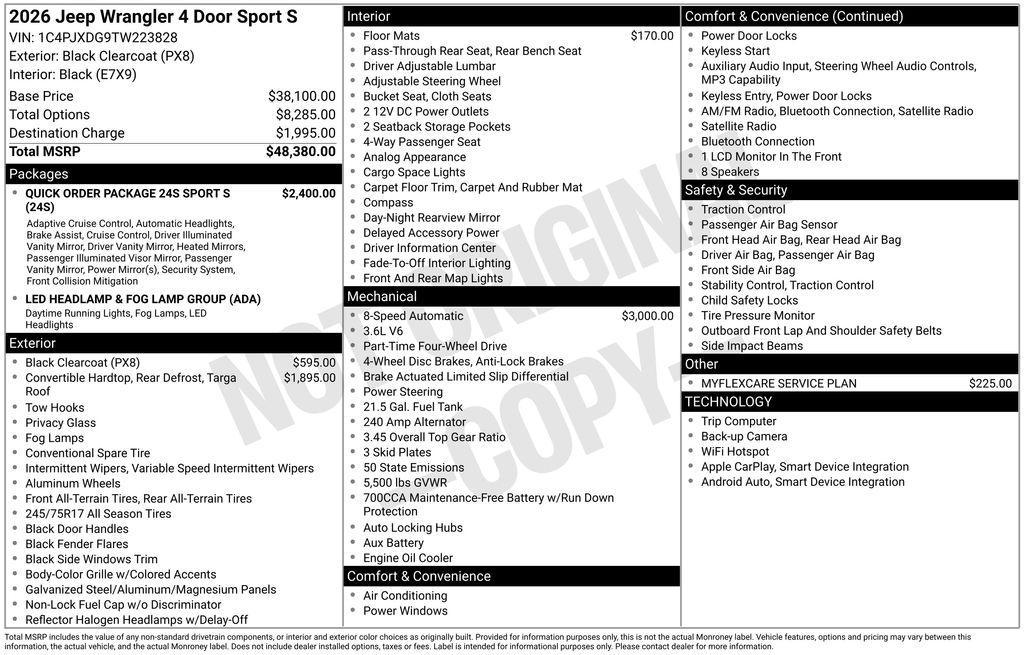 new 2026 Jeep Wrangler car, priced at $43,097