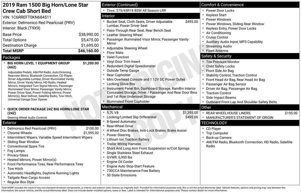 used 2019 Ram 1500 car, priced at $19,977