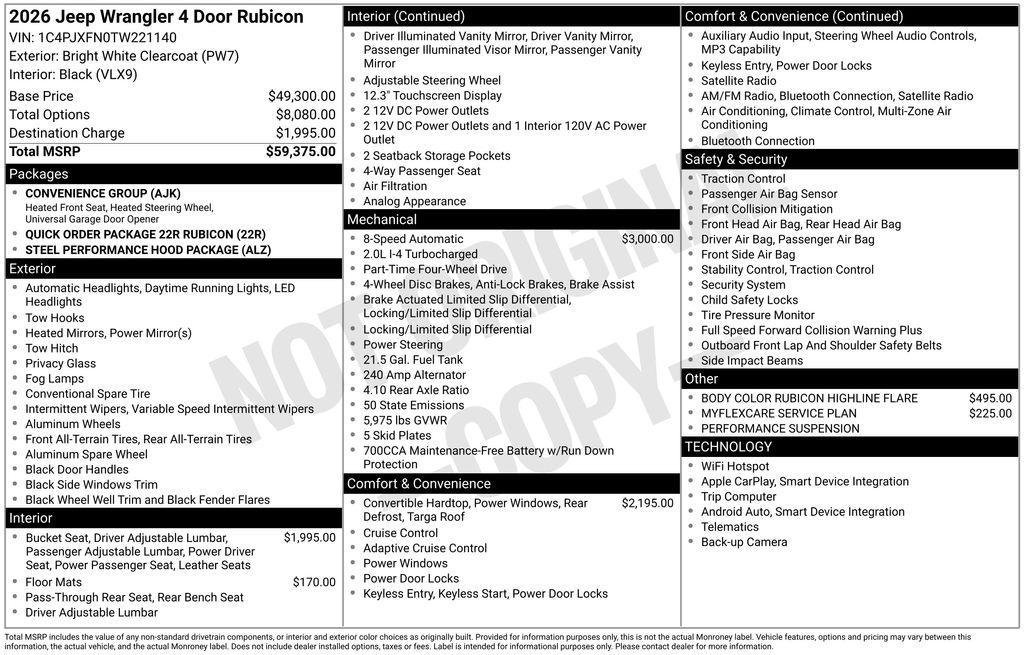 new 2026 Jeep Wrangler car, priced at $56,520