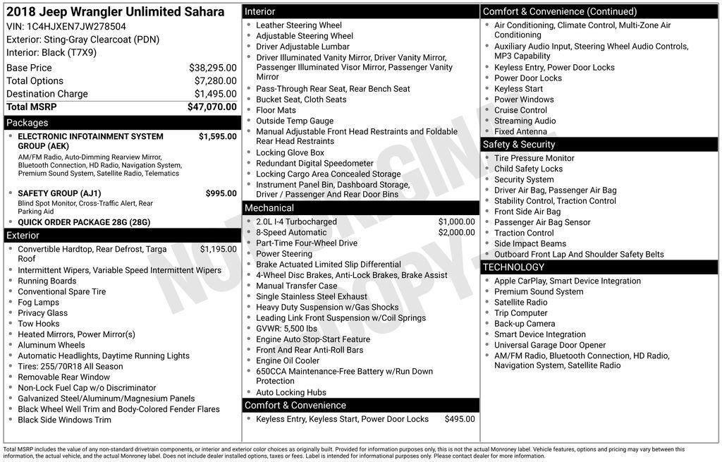 used 2018 Jeep Wrangler Unlimited car, priced at $20,941