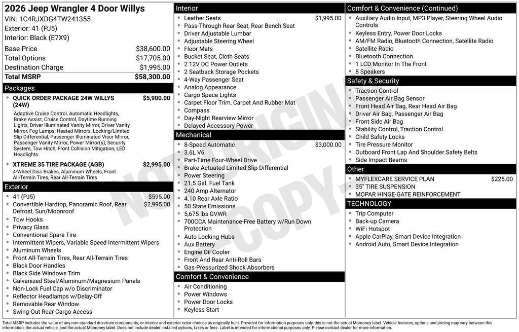 new 2026 Jeep Wrangler car, priced at $54,385