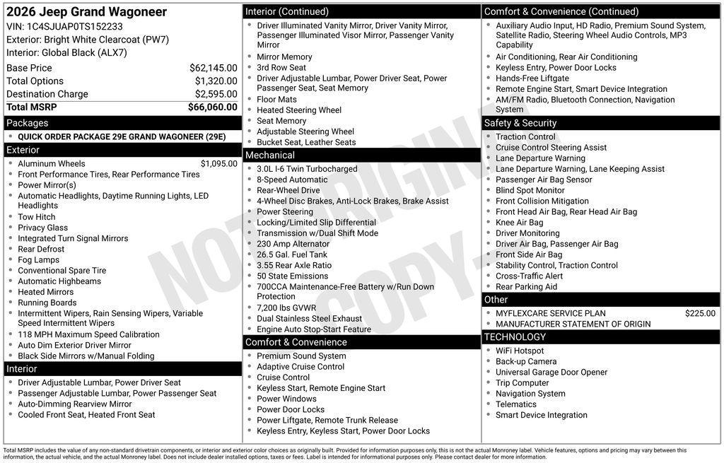 new 2026 Jeep Grand Wagoneer car, priced at $66,060