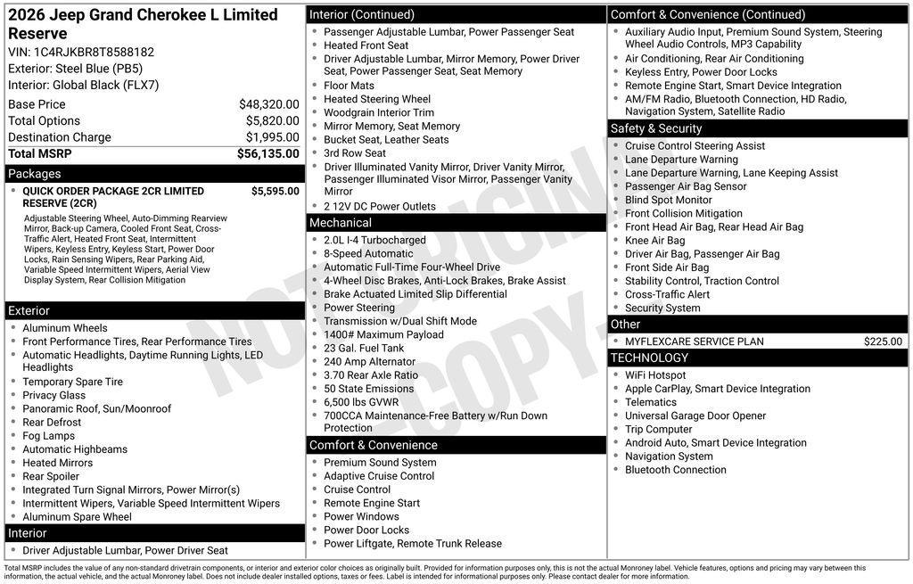 new 2026 Jeep Grand Cherokee L car, priced at $47,144