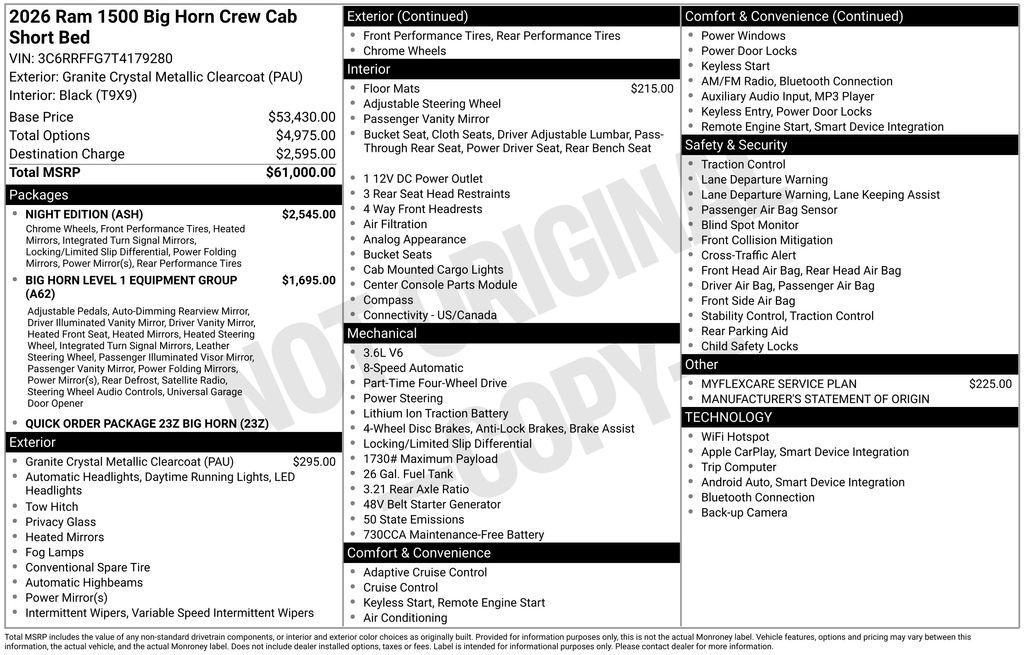 new 2026 Ram 1500 car, priced at $49,620