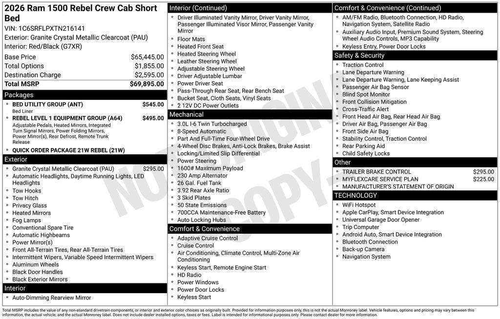 new 2026 Ram 1500 car, priced at $60,803