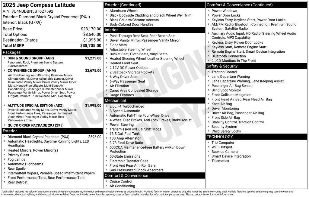 new 2025 Jeep Compass car, priced at $30,704