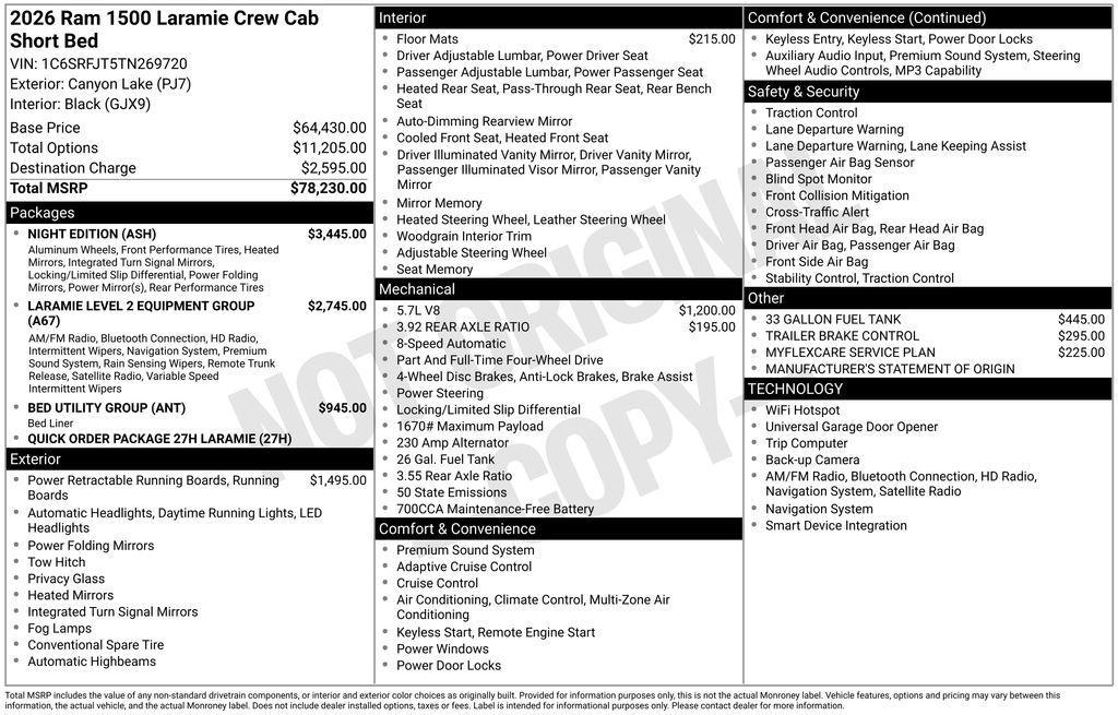 new 2026 Ram 1500 car, priced at $65,106