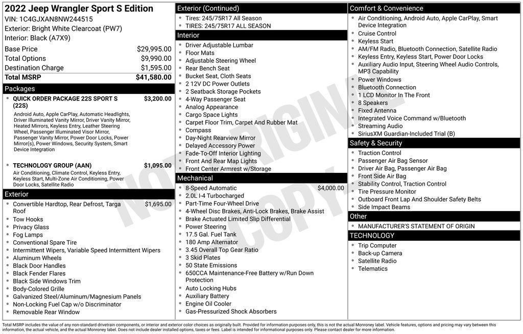 used 2022 Jeep Wrangler car, priced at $26,399