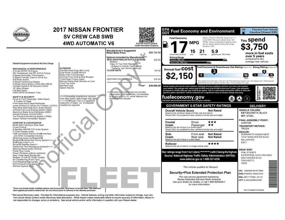 used 2017 Nissan Frontier car, priced at $18,299