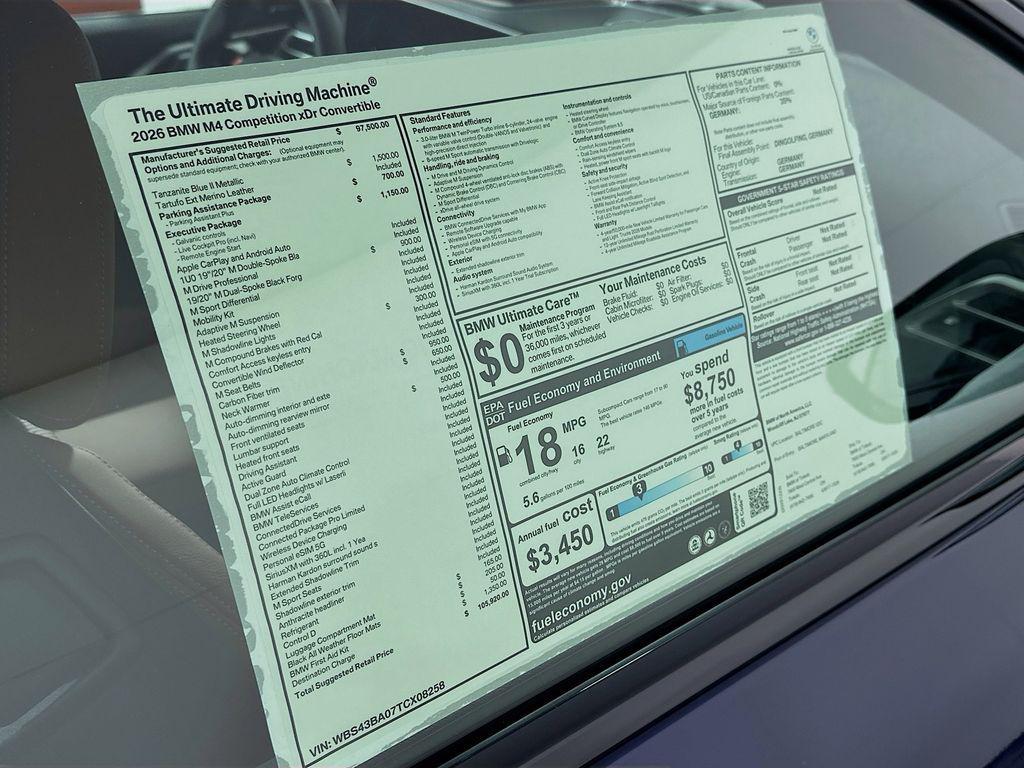 new 2026 BMW M4 car, priced at $105,745