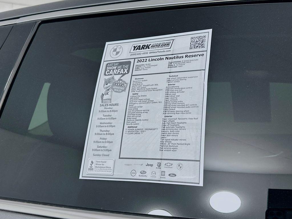 used 2022 Lincoln Nautilus car, priced at $29,999