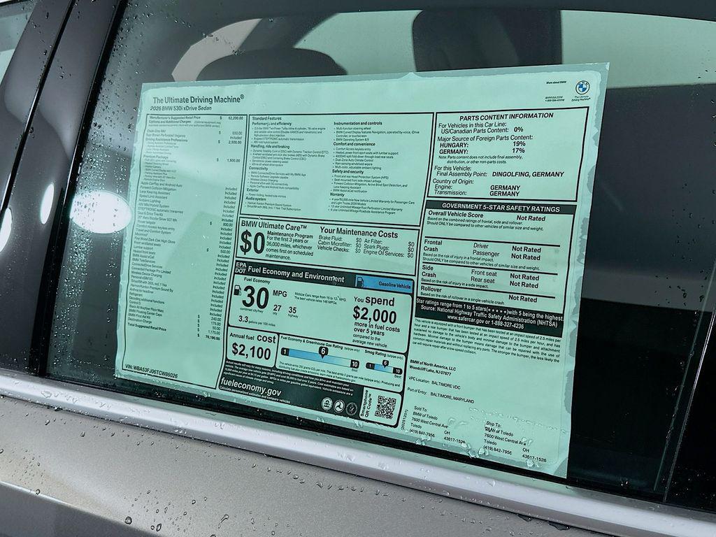 new 2026 BMW 530 car, priced at $70,190