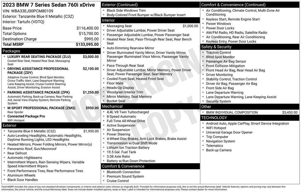 used 2023 BMW 760 car, priced at $67,499